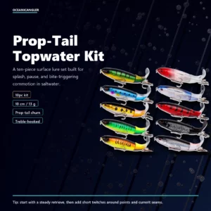 OceanicAngler Prop-Tail Topwater Lure Kit - 10cm Saltwater Set gallery image
