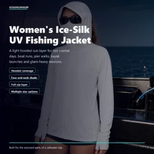 OceanicAngler Women's Ice-Silk UV Fishing Jacket - Hooded Sun Layer gallery image