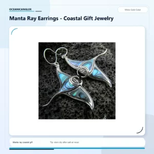 Manta Ray Earrings in the White Gold Color finish
