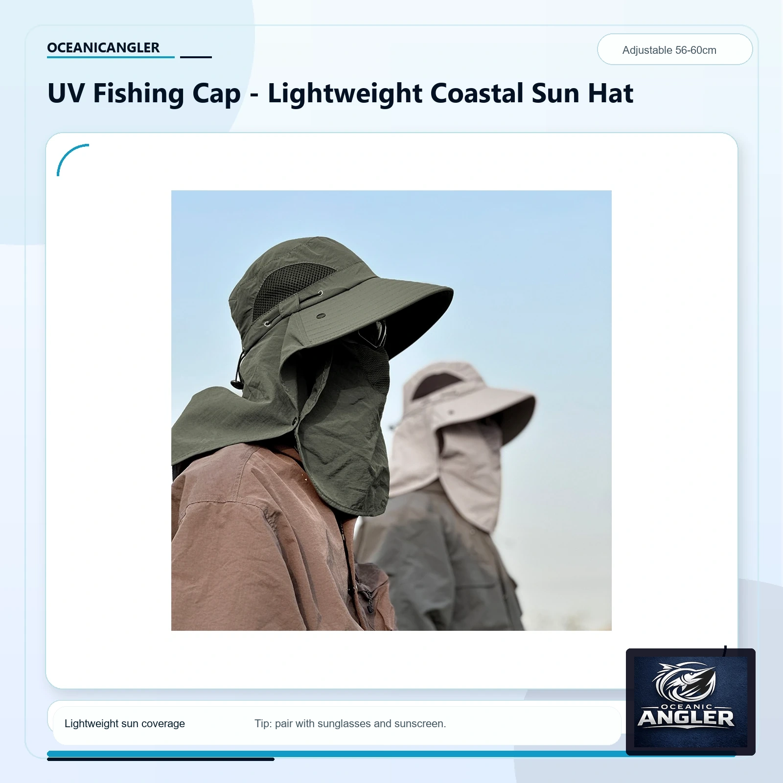 OceanicAngler UV Fishing Cap - Lightweight Coastal Sun Hat gallery image